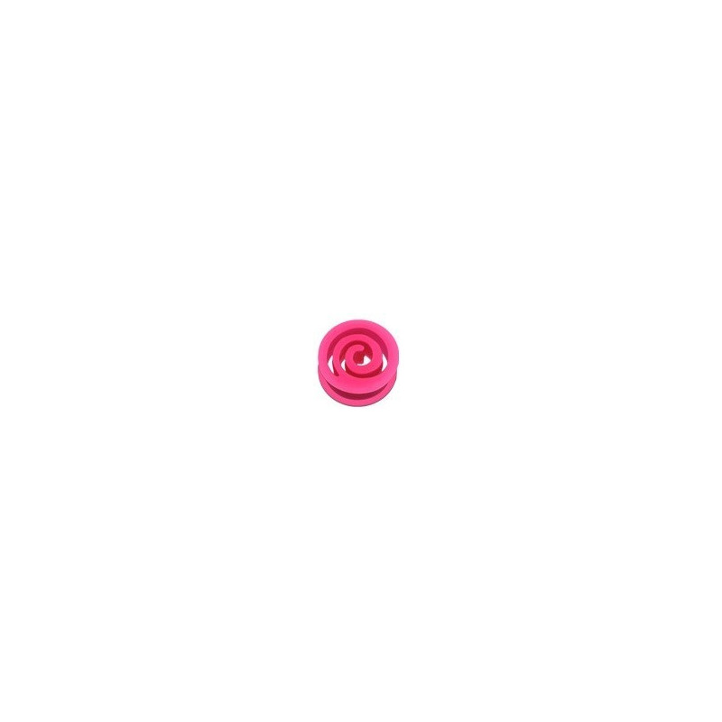 Plug spiral en silicone Rose fluo écarteur tunnel en bioflex de couleur rose fluo
