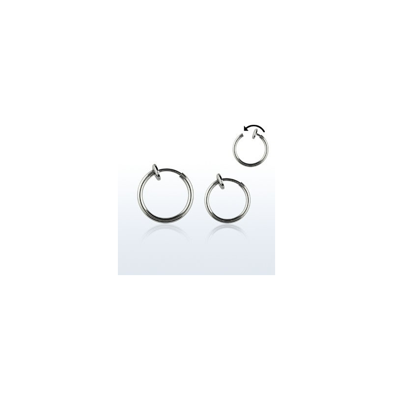 Faux piercing anneaux acier pour lever oreille nez