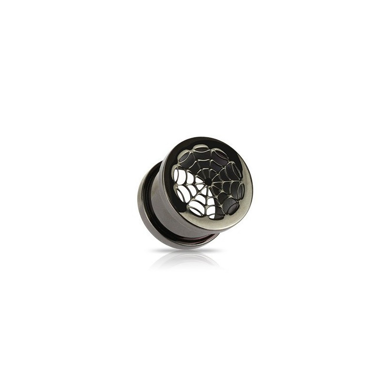 piercing Plug oreilles Blackline toile araignée en acier chirurgical