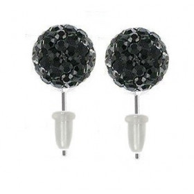 Boucle d'oreille en acier chirurgical boule multi cristaux cristal couleur noir