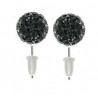 Boucle d'oreille en acier chirurgical boule multi cristaux cristal couleur noir