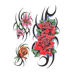 Tatouage Rose Tribal autocollant