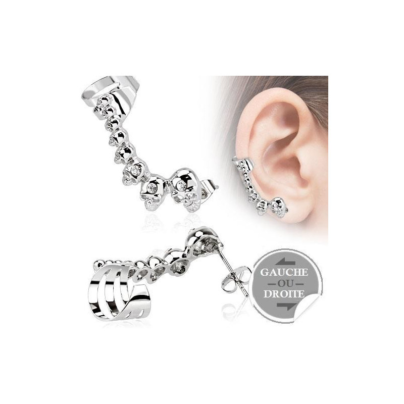 Boucle d'oreille multi tête de mort bague oreille pour femme en acier chirurgical