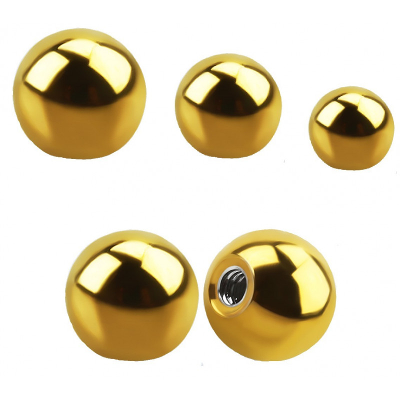 Bille de piercing en titane anodisé doré 1.2 mm adaptable arcade, labret, oreille, hélix, tragus