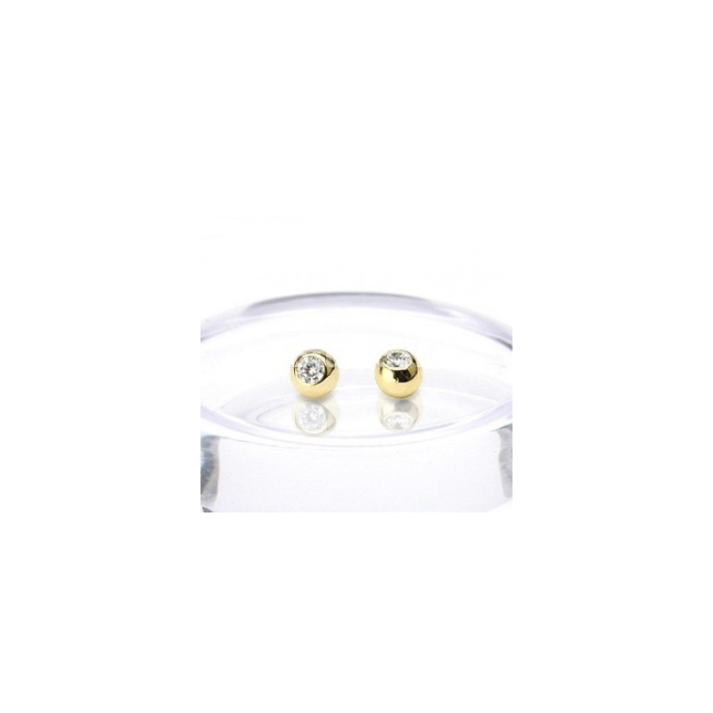 Bille de piercingalité de qu en titane anodisé doré 1.2 mm avec cristal blanc adaptable arcade, labret, oreille, hélix, tragus