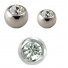 Bille piercing en titane  de diamètre 1.2 mm couleur acier avec cristal blanc pour le labret tragus arcade et piercing oreille