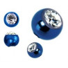 Bille de piercing avec cristal blanc en titane anodisé couleur bleu 1.2 mm adaptable arcade, labret, oreille, hélix, tragus
