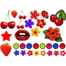 Tattoos temporaires Fruits rouges et accessoires