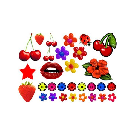 Tattoos temporaires Fruits rouges et accessoires