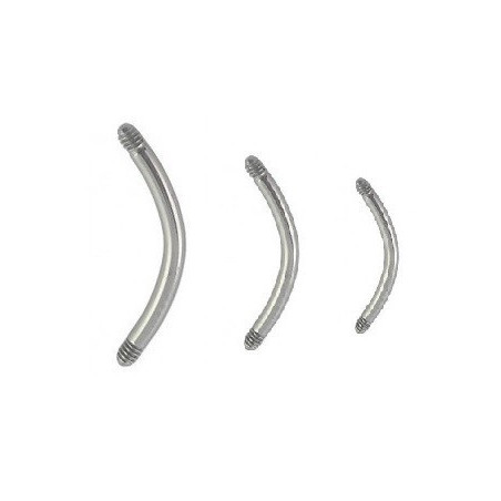 Micro Barre de piercing forme banane en titane g23 1.2 mm de diamètre de couleur acier gris