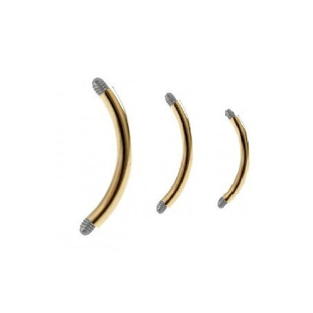 Micro Barre de piercing forme banane en titane anodisé doré 1.2 mm de diamètre de couleur or