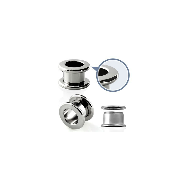 Piercing tunnel oreille écarteur en acier chirurgical vissé rebord arrondie de qualité pas cher Piercing tunnel oreille écarteur en acier chirurgical vissé rebord arrondie de qualité pas cher