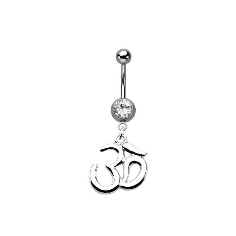 Piercing nombril pendentif en acier chirurgical motif Om Bouddhiste