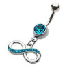 Piercing nombril acier chirurgical pendentif 8 infini cristal Bleu turquoise pas cher