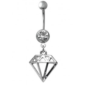 Piercing nombril acier chirurgical pendentif motif Diamant