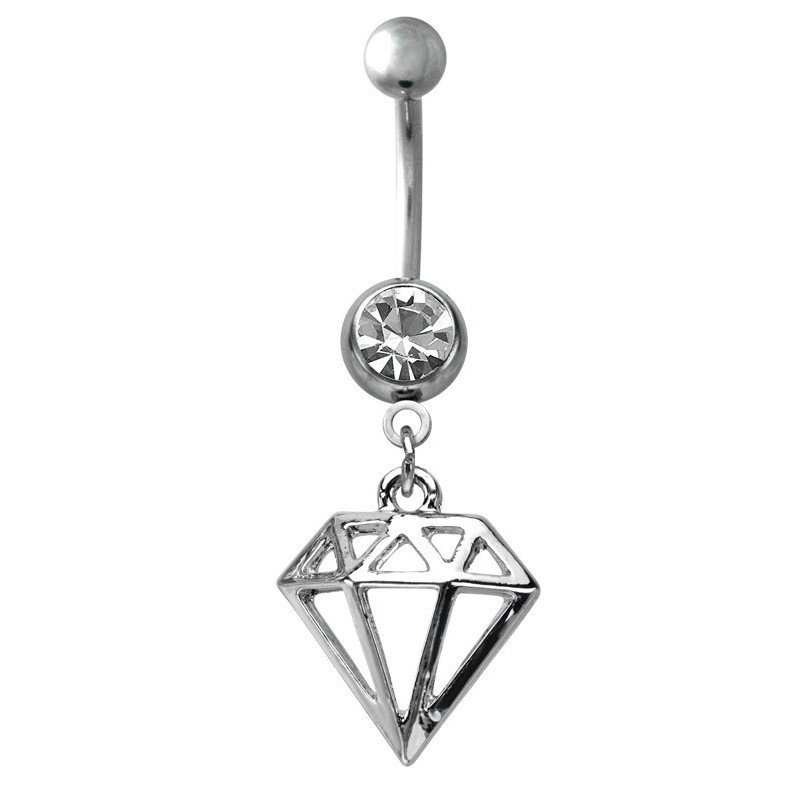 Piercing nombril acier chirurgical pendentif motif Diamant