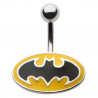 Piercing nombril acier chirurgical logo Batman de ouleur noir et jaune
