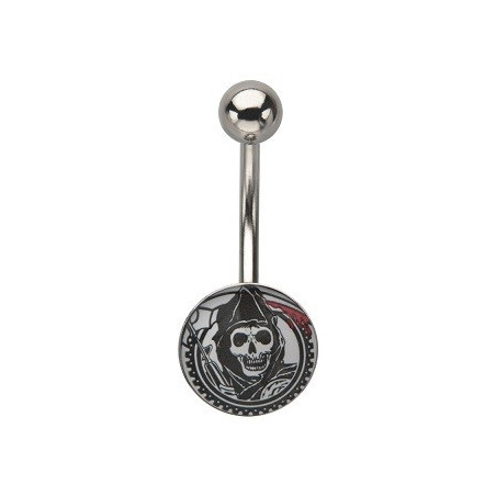Piercing nombril acier chirurgical logo grim Reaper serie sons of anarchy