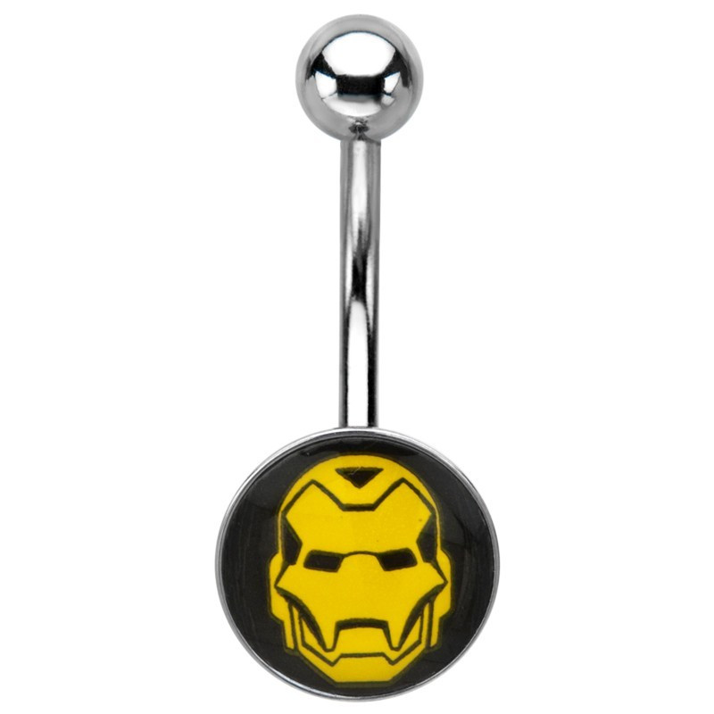 Piercing nombril acier chirurgical logo Iron man
