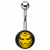 Piercing nombril acier chirurgical logo Iron man