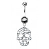 Piercing nombril pendentif tête de mort skull articulé