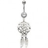 Piercing nombril acier chirurgical attrape rêve pendentif plume nombril