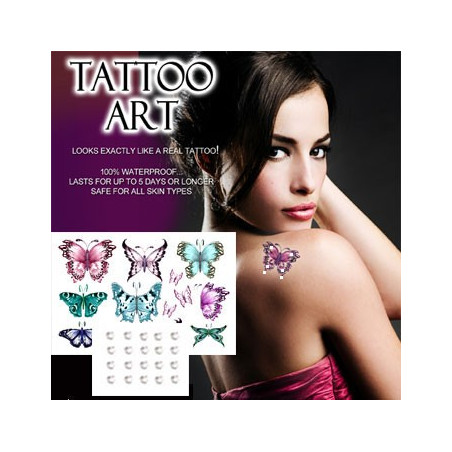 Tatouages temporaires Papillons couleurs cristal