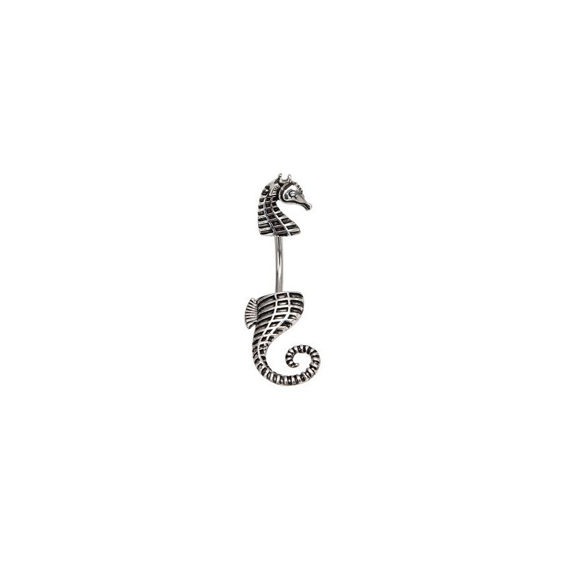 Piercing nombril double motif Hippocampe marin en acier chirurgical