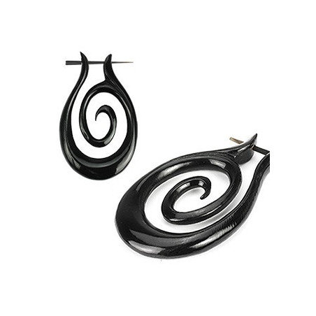 Boucle d'oreille créole pour femme en corne noir fait main