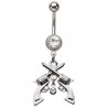 Piercing nombril acier chirurgical pendentif double revolver