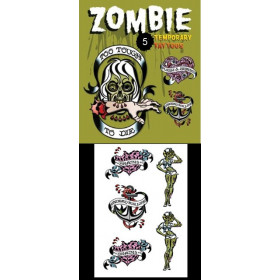 Tattoos temporaires autocollants Zombies Coeurs