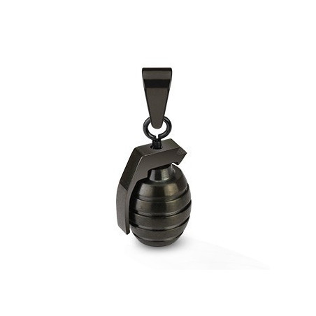 Pendentif grenade Noir en acier