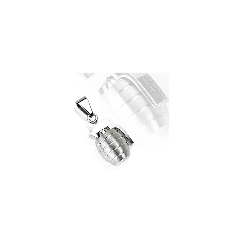 Pendentif grenade en acier inoxydable