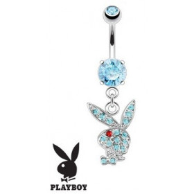 Piercing nombril Playboy pendant Bleu bijou nombril de marque en acier chirurgical