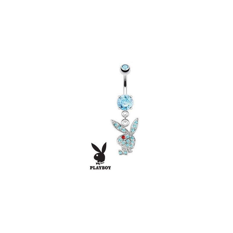 Piercing nombril Playboy pendant Bleu bijou nombril de marque en acier chirurgical