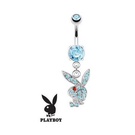 Piercing nombril Playboy pendant Bleu bijou nombril de marque en acier chirurgical