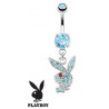 Piercing nombril Playboy pendant Bleu bijou nombril de marque en acier chirurgical