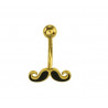 Piercing nombril en acier chirurgical titane couleur or Moustache Doré