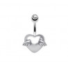 Piercing nombril acier chirurgical de qualité motif fixe coeur aile d'Ange tout acier