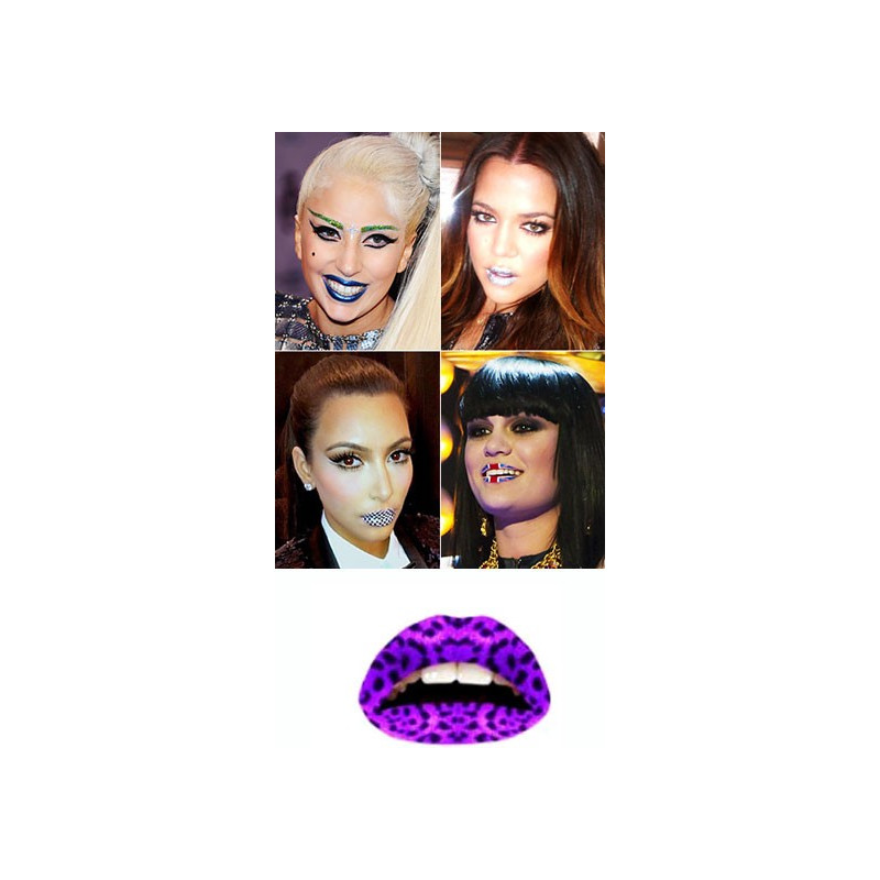 Lips Tattoo Leopard Violet