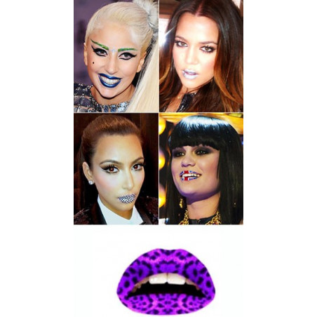 Lips Tattoo Leopard Violet