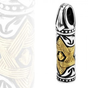 Pendentif  pour homme en acier chirurgical motif totem tiki avec éoile de david dorée 