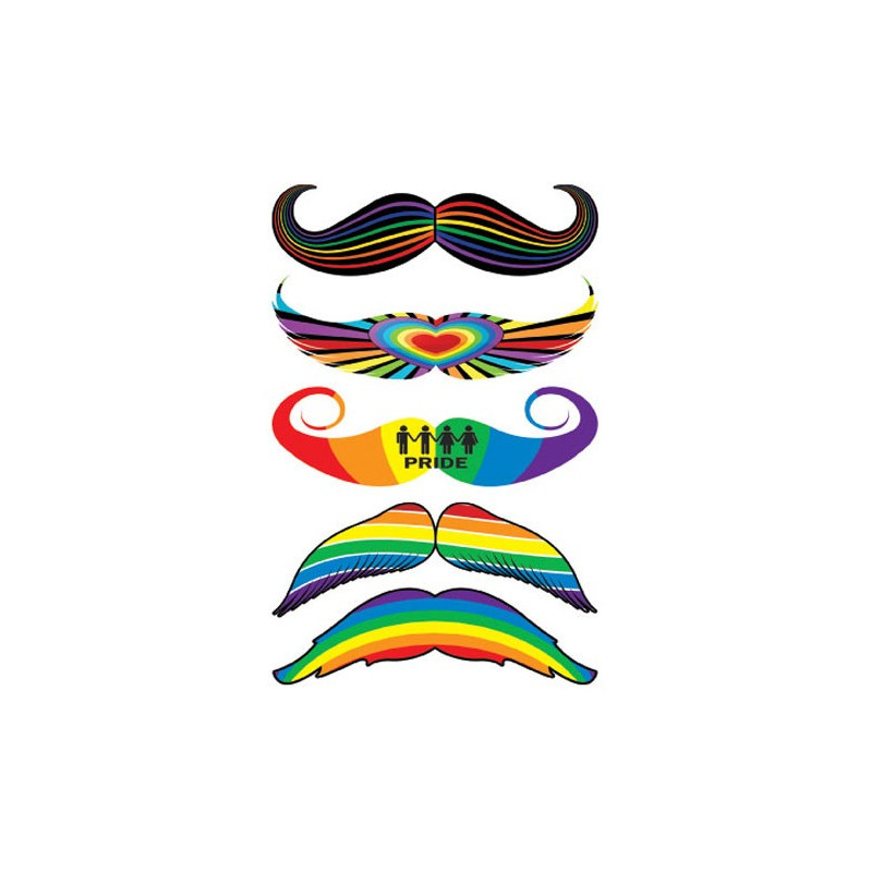 Tatouages temporaires Moustaches Gay Pride