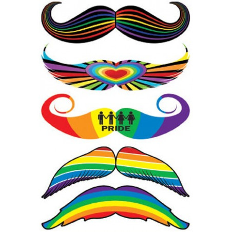Tatouages temporaires Moustaches Gay Pride