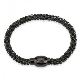 Bracelet en Acier inoxydable anodisé noir Multi Billes Noir