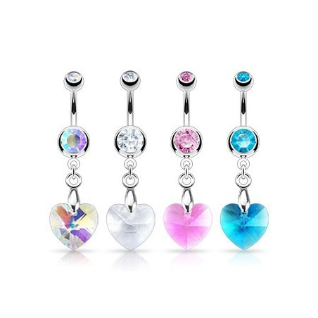 Piercing nombril en acier chirurgical motif Coeur en cristal pas cher