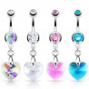 Piercing nombril en acier chirurgical motif Coeur en cristal pas cher