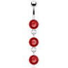 piercing nombril pendant cristal Rouge en acier chirurgical pas cher