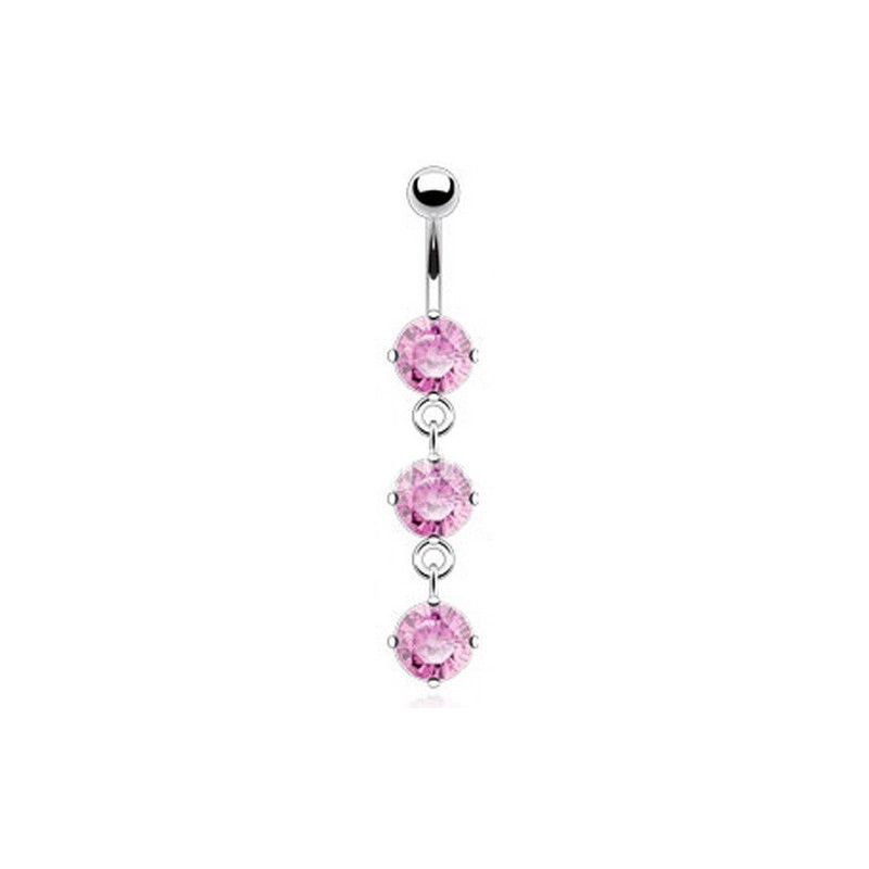 piercing nombril sexy articuler pendant en acier chirurgical cristal Rose