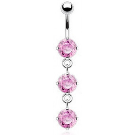 piercing nombril sexy articuler pendant en acier chirurgical cristal Rose